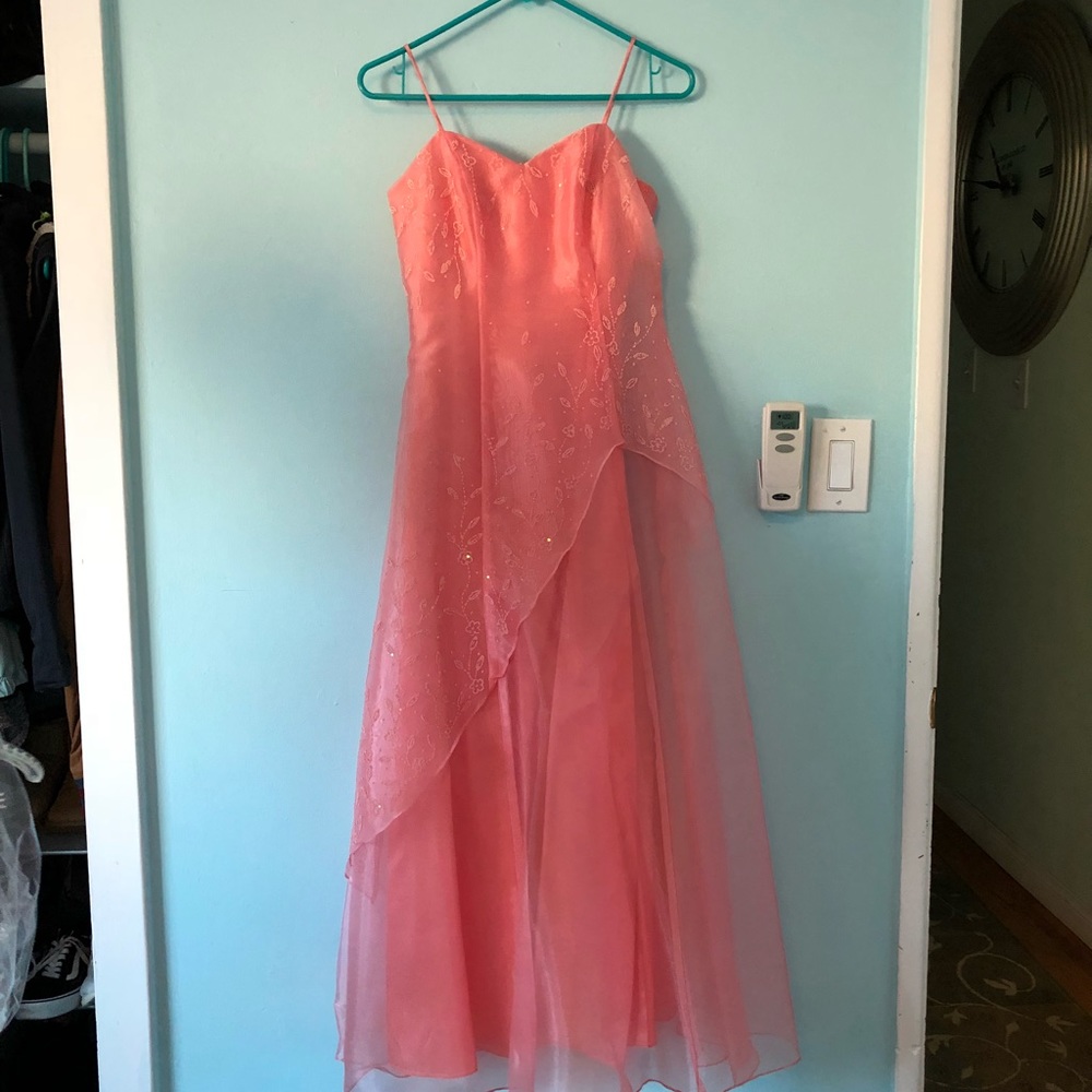 Coral Pink Floor Length Gown